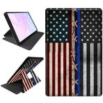 DEGDFSGR Samsung Galaxy Tab S7 FE 2021/Galaxy Tab S8 Plus 2022/Tab S8+/S7 Plus 2020 12,4 inç, Çok Açılı Görüntüleme 360 Derece Dönen Katlanır Standlı Kılıf, Otomatik Uyanma/Uyuma Özellikli, İnce Çizgi Bayrak