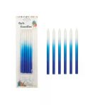 Degrade İnce Mum Mavi 15 Cm 6 Lı