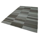 Degrade Kilim Gri Çizgili Pamuk El Yapımı Kilim 213x331 Cm
