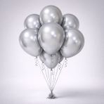 Deha Parti 15 Adet Metalik Gümüş Balon - Doğum Günü Konsepti - Parti Malzemeleri - Bride To Be Malzemeleri