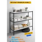 DEHALİMİTED Çok Amaçlı 3 Katlı Raflı Sehpa Dresuar Mutfak Organizer Kitaplık Ayarlanabilir Raflı Metal Ayaklı 80