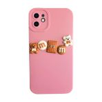 Deilmi iPhone 11 Kılıf 3D M Bear Kamera Korumalı Silikon Kapak Pembe
