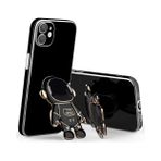 Deilmi iPhone 11 Kılıf Astronot Seri Stant Silikon Kapak Siyah