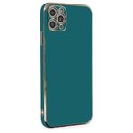 Deilmi iPhone 11 Pro Max Kılıf Luxury Seri Kamera Korumalı Silikon Kapak Lacivert Koyu Yeşil