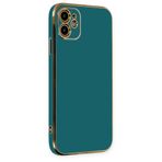 Deilmi iPhone 12 Kılıf Luxury Seri Kamera Korumalı Silikon Kapak Koyu Yeşil