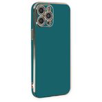 Deilmi iPhone 12 Pro Kılıf Luxury Seri Kamera Korumalı Silikon Kapak Koyu Yeşil