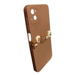 Deilmi iPhone 14 Kılıf 3D M Bear Kamera Korumalı Silikon Kapak Kahverengi