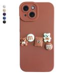 Deilmi iPhone 14 Kılıf 3D M Bear Kamera Korumalı Silikon Kapak Mor