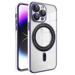 Deilmi iPhone 14 Pro Kılıf Magneticsafe Özellikli Gold Seri Lazer Silikon Kapak Derin Mor