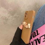 Deilmi iPhone 15 Pro Kılıf 3D M Bear Kamera Korumalı Silikon Kapak Kahverengi