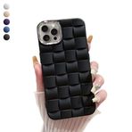 Deilmi iPhone 15 Pro Kılıf Roof 3D Örgü Desen Silikon Kapak Siyah
