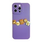 Deilmi iPhone 15 Pro Max Kılıf 3D M Bear Kamera Korumalı Silikon Kapak Mor