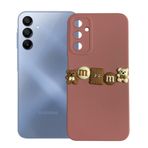 Deilmi Samsung Galaxy A15 Kılıf 3D M Bear Kamera Korumalı Silikon Kapak Pembe