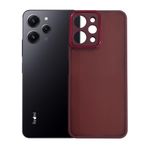 Deilmi Xiaomi Redmi 12 Kılıf Freya Lazer Lens Kamera Çerçeveli Silikon Kapak Bordo