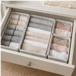 DEİNHAUS 4'lü Çekmece Düzenleyici Set, Gri Çizgili, Kumaş, L/M/S Boyutları, Valiz ve Dolap Organizeri