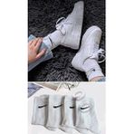 deja poo 4'lü Unisex Spor Tik Desenli Tenis Çorap Soket Çorap - Beyaz