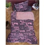 Dejavu Teks Tek Kişilik Welsoft Love Desenli Pembe Yorgan Seti Battaniye - Yorgan ve Yastık Kılıflı - 155 x 215 cm