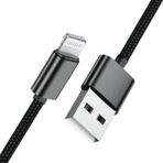 Deji iPhone Örgülü Hızlı Şarj Kablosu Usb To Lightning 6 6s 7 8 X Xs Xr 11 12 13 14 Pro Max Plus Siyah