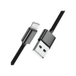 Deji iPhone Uyumlu USB To Lightning 6 6S 7 8 X XS XR 11 12 13 14 Pro Max Plus Örgülü Hızlı Şarj Kablosu Siyah