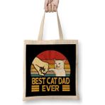 Dekado Vintage Best Cat Dad Ever Bump Fit Cat Dad Funny Fathers Day Kedi Bez Çanta Uzun Saplı - 07028-Renkli