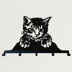 DEKADRON Cat Metal Portmanto, Duvara Monte Portmanto, Metal Duvar Askısı, Duvara Monte Askı, Ev Dekorasyonu, Şapka Askısı, Anahtarlık, Giriş Yolu Portmanto Kancaları, Metal Raf, Palto Kancası (80x54cm