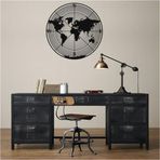 Dekadron Dünya Haritası Küre Metal Duvar Dekor 90x90cm