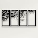 Dekadron Duvar sanatı, hayat ağacı, 4 adet, metal ağaç, duvar dekorasyonu, iç dekorasyon, yeni eve taşınma hediyesi, 4 panel duvar halısı - 175 x 88 cm
