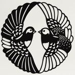 DEKADRON İki Kuş Güvercin, Metal Duvar Sanatı, Metal Duvar Dekoru, Metal Kuşlar Dekoru, Duvar Heykeli, Oturma Odası Ofis Dekorasyonu, Geometrik Sanat (18" G x 18" Y / 45x45 cm)