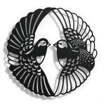 DEKADRON İki Kuş Güvercinleri, Metal Duvar Sanatı, Metal Duvar Dekoru, Metal Kuşlar Dekoru, Duvar Heykeli, Oturma Odası Ofis Dekorasyonu, Geometrik Sanat (24" G x 24" Y / 60x60 cm)