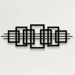 DEKADRON Kareler Geometrik Duvar Sanatı, Soyut Metal Duvar Dekoru, Ev Ofis Giriş Yolu Yatak Odası Oturma Odası Dekorasyonu, Metal Duvar Asmaları, Modern Duvar Tabelası, (Siyah, 29" G x 10" Y / 75x25cm