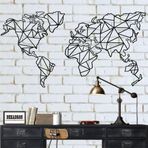 DEKADRON Metal Dünya Haritası Duvar Sanatı, 2 Parça Geometrik Dünya Haritası Dekoru, Metal Duvar Dekoru (100x53 cm)