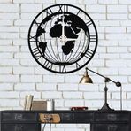 DEKADRON Metal Dünya Haritası Duvar Sanatı Tasarımı Metal Duvar Saati Küre Metal Duvar Sanatı İşleri Metal Duvar Dekoru Ev Ofis Dekorasyonu Modern Endüstriyel Sessiz Hareket (15" G x 15" Y/38x38cm)