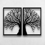 DEKADRON Metal Duvar Dekoru, Ağaç 2 Panel, Ev Oturma Odası Dekoru, Duvar Tabelası, Metal Duvar Sanatı, İç Dekorasyon, İç Mekan Dış Mekan Askıları (*30" G x 22" Y / 75x56cm)