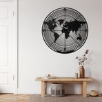 DEKADRON Metal Duvar Dekoru, Dünya Haritası Çemberi, Ev Oturma Odası Dekoru, Duvar Tabelası, Metal Duvar Sanatı, İç Dekorasyon, İç Mekan Dış Mekan Askıları (60x60cm)