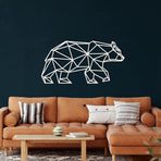 DEKADRON Metal Duvar Dekoru, Geometrik Ayı, Ev Oturma Odası Dekoru, Duvar Tabelası, Metal Duvar Sanatı, İç Dekorasyon, İç Mekan Dış Mekan Askıları, Beyaz (*30" G x 15" Y / 76x38cm)