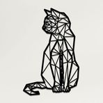 DEKADRON Metal Duvar Dekoru, Geometrik Kedi, Ev Oturma Odası Dekoru, Duvar Tabelası, Metal Duvar Sanatı, İç Dekorasyon, İç Mekan Dış Mekan Askıları (*12" G x 18" Y / 31x46cm)