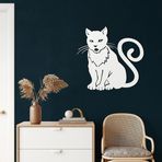 DEKADRON Metal Duvar Dekoru, Metal Kedi Dekoru, Ev Oturma Odası Dekoru, Duvar Tabelası, Metal Duvar Sanatı, İç Dekorasyon, İç Mekan Dış Mekan Askıları, Beyaz (*18" G x 17" Y / 46x43 cm)