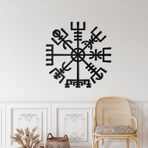 DEKADRON Metal Duvar Dekoru, Vegvisir, Ev Oturma Odası Dekoru, Duvar Tabelası, Metal Duvar Sanatı, İç Dekorasyon, İç Mekan Dış Mekan Askıları (60x60cm)