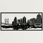 DEKADRON Metal Duvar Sanatı, Cincinnati Skyline Şehir Silueti, Metal Duvar Dekoru, Ev Ofis Dekoru, Oturma Odası Dekorasyonu, Yeni Eve Taşınma Hediyesi (46" G x 24" Y / 118x60 cm)
