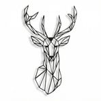 DEKADRON Metal Duvar Sanatı - Geometrik Geyik Kafası - 3D Duvar Silueti Metal Duvar Dekoru Ev Ofis Dekorasyonu Yatak Odası Oturma Odası Dekor Heykel (14" G x 24" Y/36x61cm)