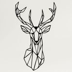 DEKADRON Metal Duvar Sanatı - Geometrik Geyik Kafası - 3D Duvar Silueti Metal Duvar Dekoru Ev Ofis Dekorasyonu Yatak Odası Oturma Odası Dekor Heykel (18" G x 30" Y/46x76cm)