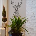 DEKADRON Metal Duvar Sanatı - Geometrik Geyik Kafası - 3D Duvar Silueti Metal Duvar Dekoru Ev Ofis Dekorasyonu Yatak Odası Oturma Odası Dekor Heykel (22" G x 36" Y / 56x90cm)
