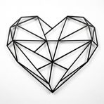 DEKADRON Metal Duvar Sanatı - Geometrik Kalp - 3D Duvar Silueti Metal Duvar Dekoru Ev Ofis Dekorasyonu Yatak Odası Oturma Odası Dekor Heykel (24" G x 20" Y/61x51cm)