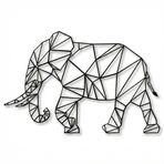 DEKADRON Metal Duvar Sanatı, Geometrik Metal Fil, Metal Duvar Dekoru, İç Dekorasyon, Oturma Odası Dekoru, Hayvan Sanatı, Duvar Askıları (30" G x 20" Y / 75x50cm)