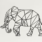 DEKADRON Metal Duvar Sanatı, Geometrik Metal Fil, Metal Duvar Dekoru, İç Dekorasyon, Oturma Odası Dekoru, Hayvan Sanatı, Duvar Askıları (35" G x 24" Y / 90x60cm)