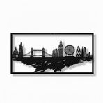 DEKADRON Metal Duvar Sanatı, Londra Manzarası Silueti, Metal Duvar Dekoru, Ev Ofis Dekoru, Oturma Odası Dekorasyonu (46" G x 24" Y / 118x60 cm)