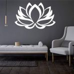 DEKADRON Metal Duvar Sanatı - Lotus Çiçeği - 3D Duvar Silueti Metal Duvar Dekoru Ev Ofis Dekorasyonu Yatak Odası Oturma Odası Dekor Heykel (Beyaz, 18" G x 12" Y/46x31cm)