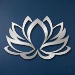 DEKADRON Metal Duvar Sanatı - Lotus Çiçeği - 3D Duvar Silueti Metal Duvar Dekoru Ev Ofis Dekorasyonu Yatak Odası Oturma Odası Dekor Heykel (Gümüş-Gri, 46 inç G x 30 Y / 117 x 76 cm)