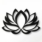 DEKADRON Metal Duvar Sanatı - Lotus Çiçeği - 3D Duvar Silueti Metal Duvar Dekoru Ev Ofis Dekorasyonu Yatak Odası Oturma Odası Dekor Heykel (Siyah, 30" G x 20" Y/75x51cm)
