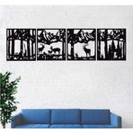 DEKADRON Metal Duvar Sanatı, Metal Dağ ve Orman Duvar Sanatı, Geyik Ailesi Dekoru, Metal Duvar Dekoru, İç Dekorasyon, 4 Panel Duvar Askısı (69" G x 19" Y / 175x48 cm)